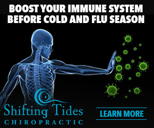 Shifting Tides Chiropractic - Boost Your Immune System Before Cold and Flu Season - X-Ray of Figure deflecting viruses - Learn More